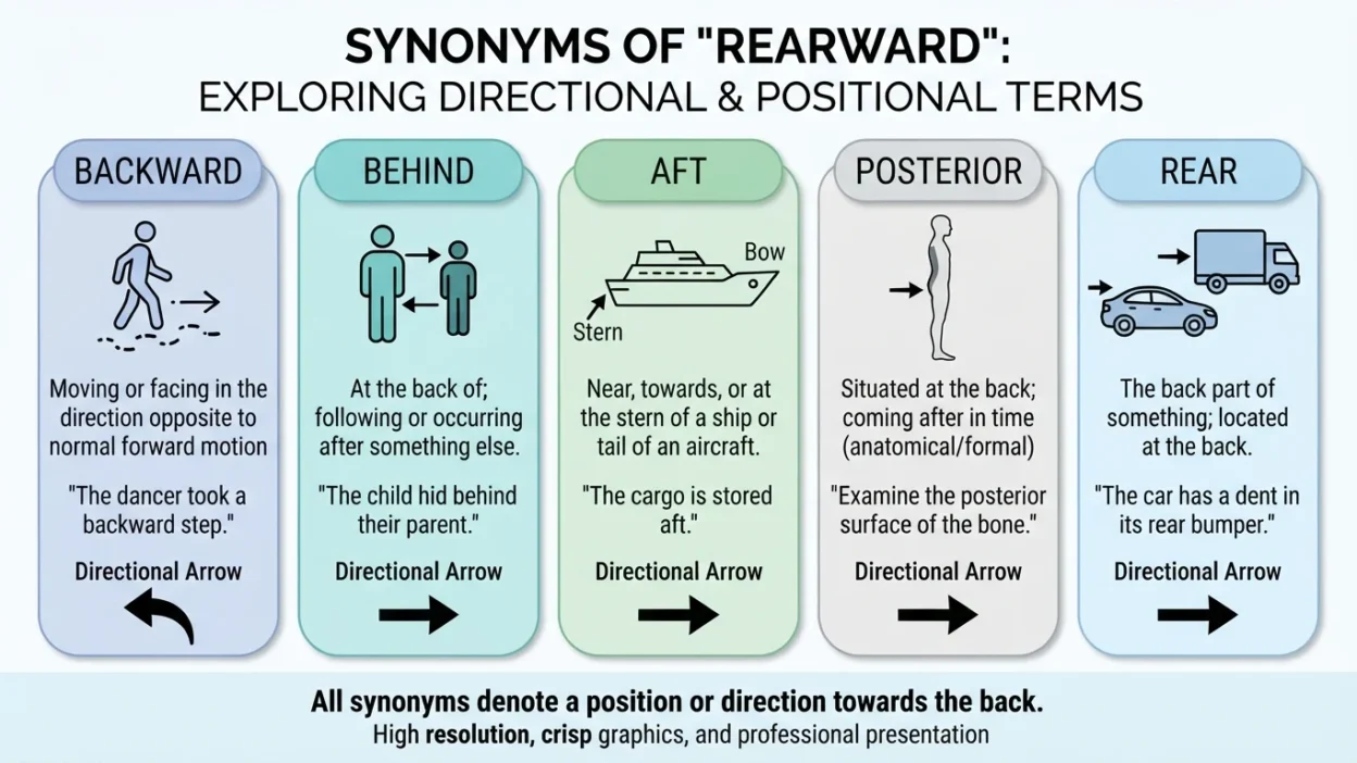 Synonyms of Rearward