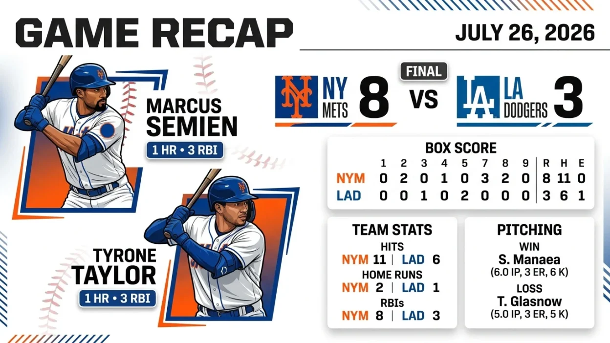 Mets vs Dodgers Match Player Stats