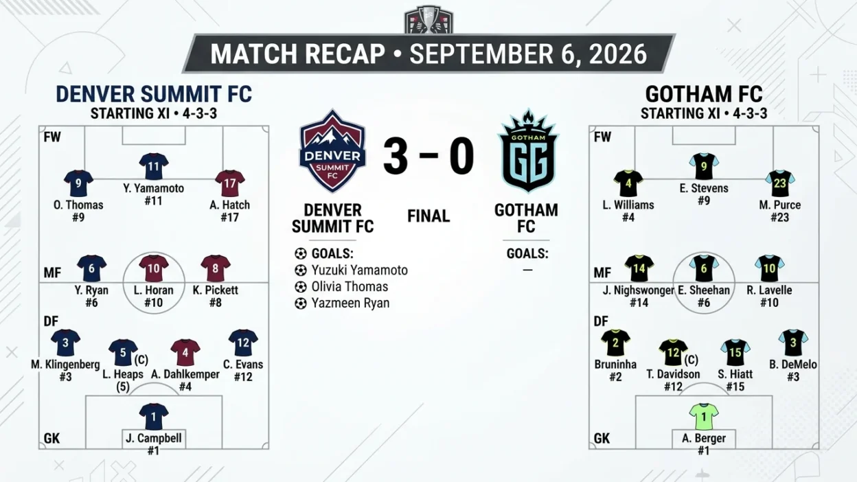 Gotham FC vs Denver Summit FC Lineups
