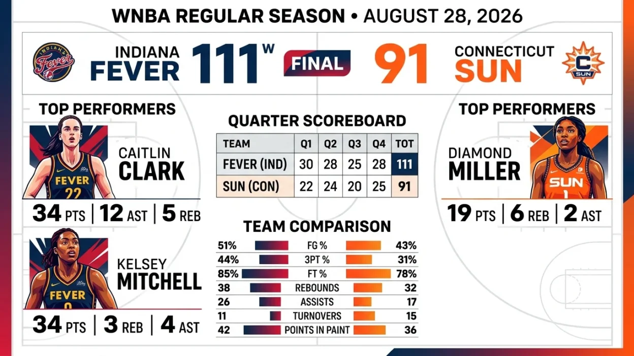 Connecticut Sun vs Indiana Fever Match Player Stats